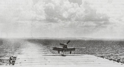  Firefly 812 landing on HMS Vengeance in 1945 