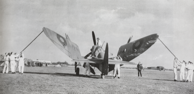  Floding the wings of a Fairey Firefly 