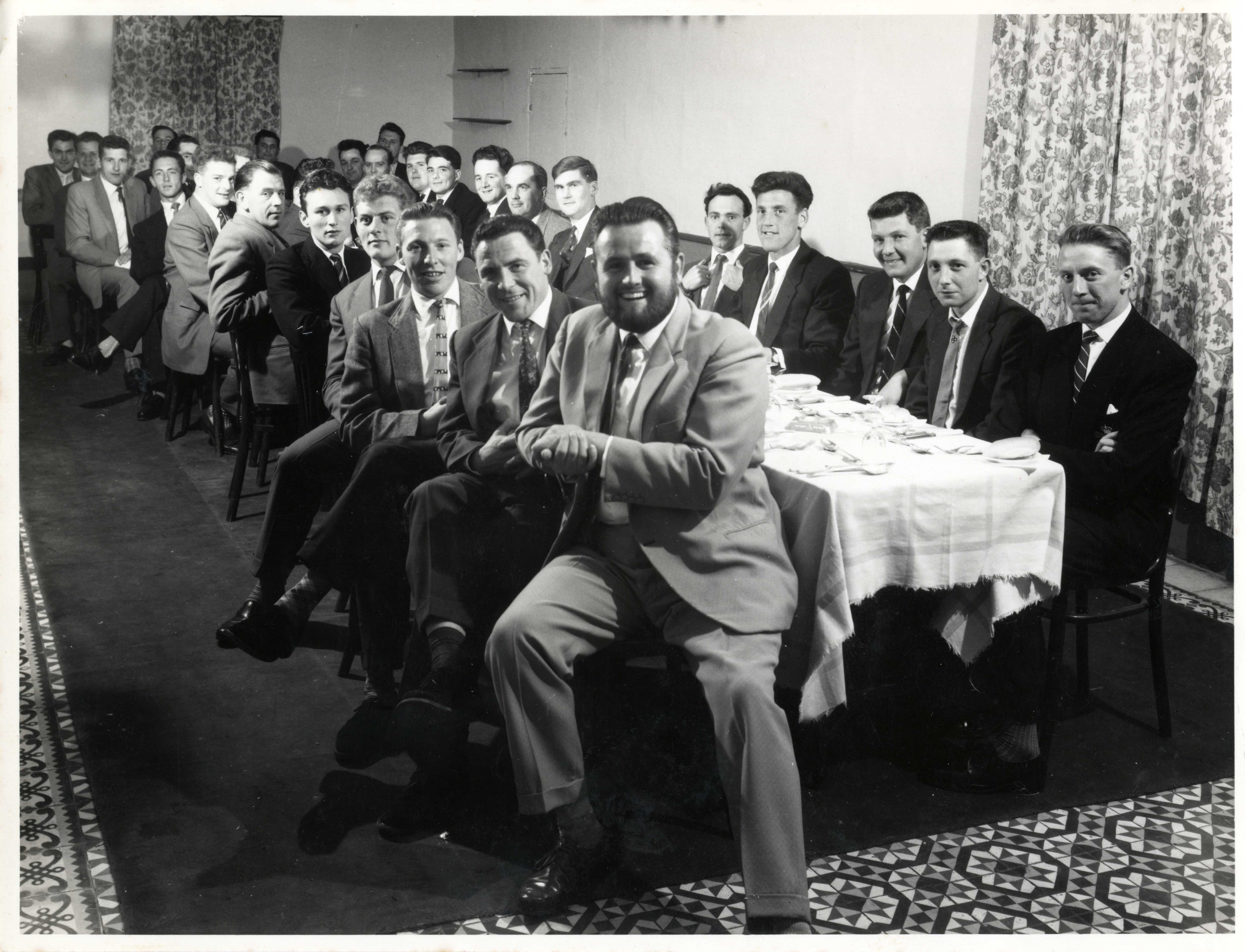  RNAS Hal Far rugby club dinner. J M Culbertson 7th from right in back row 