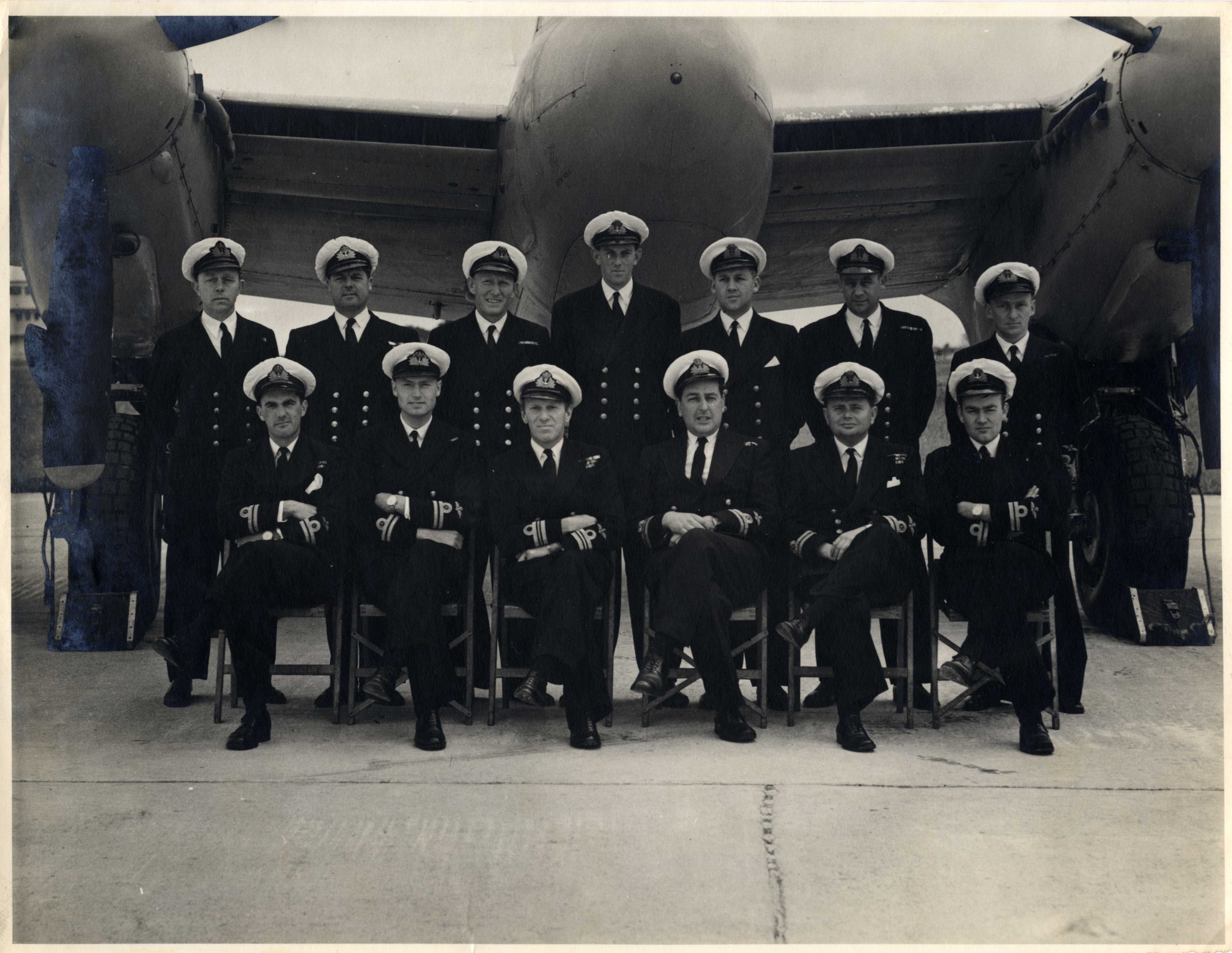  Lt J M Culbertson front row left under nose of Mosquito 24-Jun-1948 