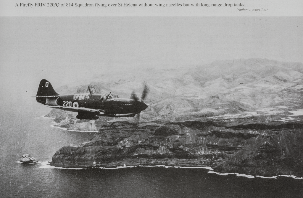  Firefly 220 of 814 squadron flying over St Helena. This aircraft was flown by John Murray Culbertson 