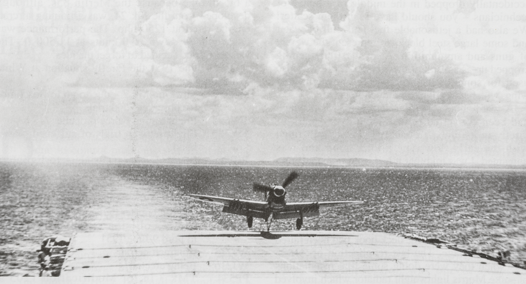  Firefly 812 landing on HMS Vengeance in 1945 