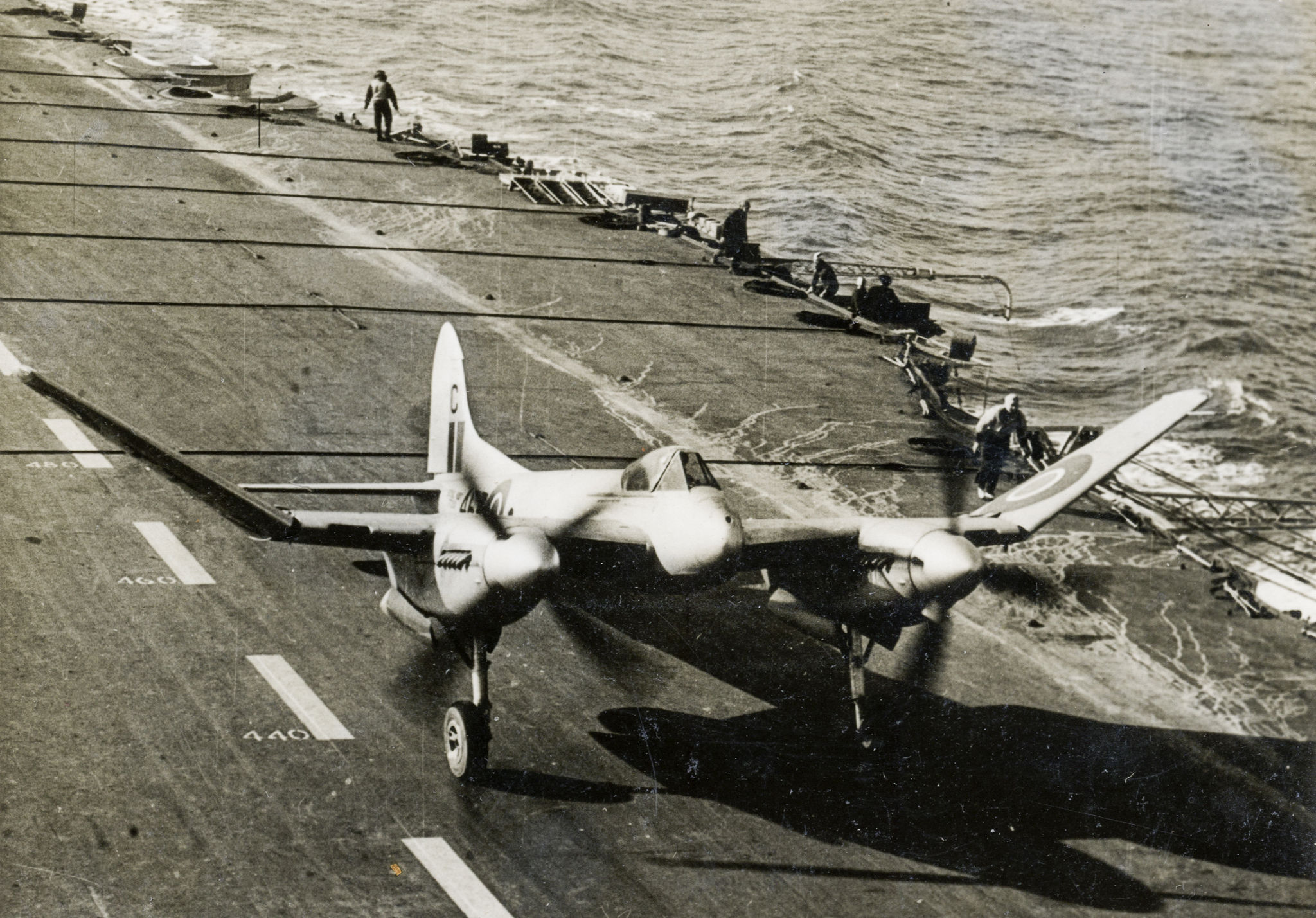  Mosquito landing on aircraft carrier. Wings starting to fold 3 of 5 